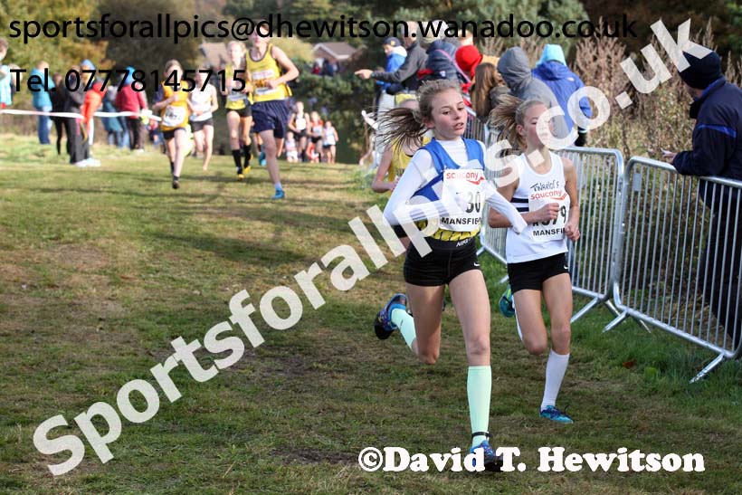 Girls under-13s, 2016 National Cross Country Relays, Berry Hill Park, Mansfield. Photo: David T. Hewitson/Sports for All Pics